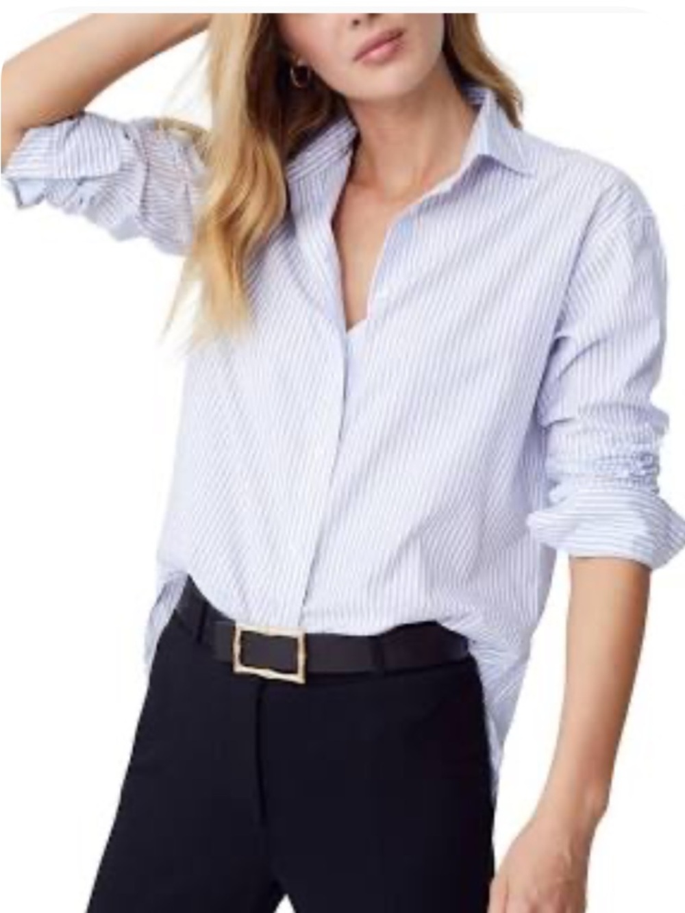 J. McLaughlin Finn Blue and White Pinstripe Button-Down S